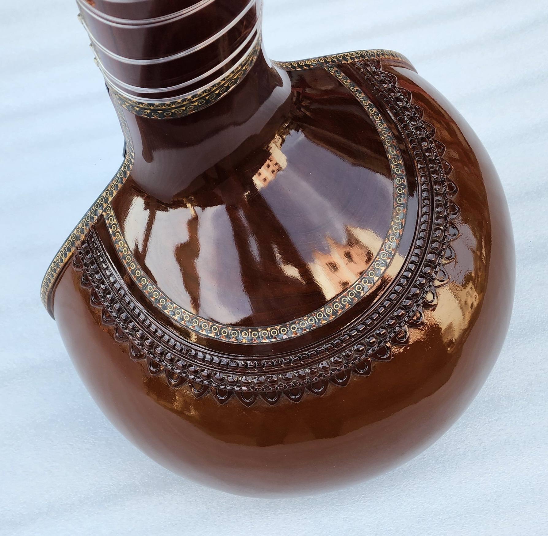 Custom sitar inlay detail